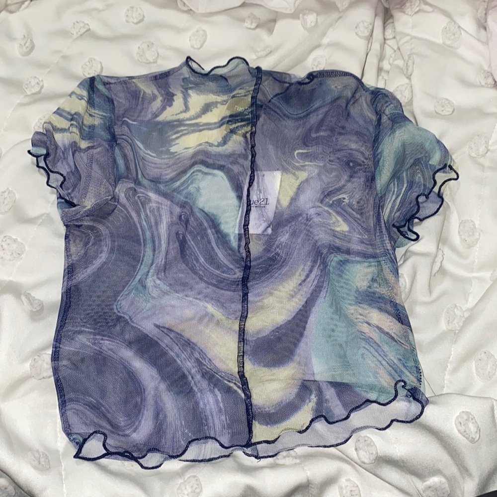 tie dye cropped see through top
